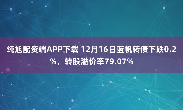 纯旭配资端APP下载 12月16日蓝帆转债下跌0.2%，转股溢价率79.07%